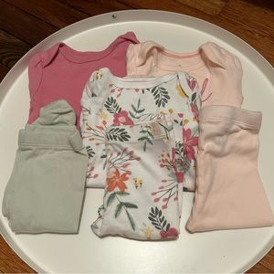 Cloud Island Multipack 6 Pack Bodysuit Legging Pants 0-3 Month Baby